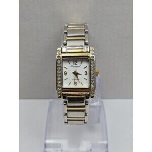 Gruen Precision Womens Two Tone Crystals Tank Quartz Dress Watch New Battery
